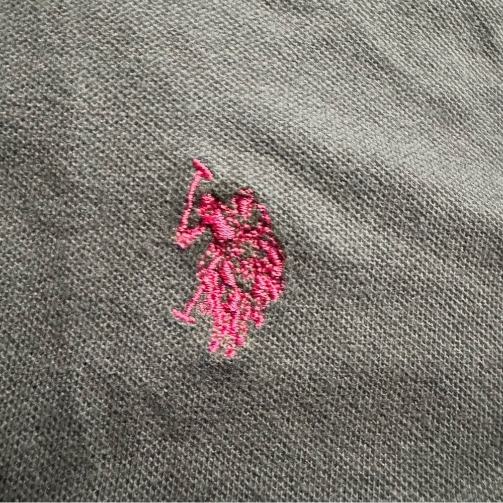 Vintage U.S. Polo Assn. Women’s Gray Polo – Pink Logo – Tagged L Fits Like S - Picture 3 of 6